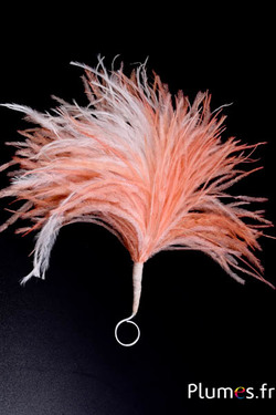 Plumet autruche avec anneau - ht 20 cm - saumon rosé-blanc